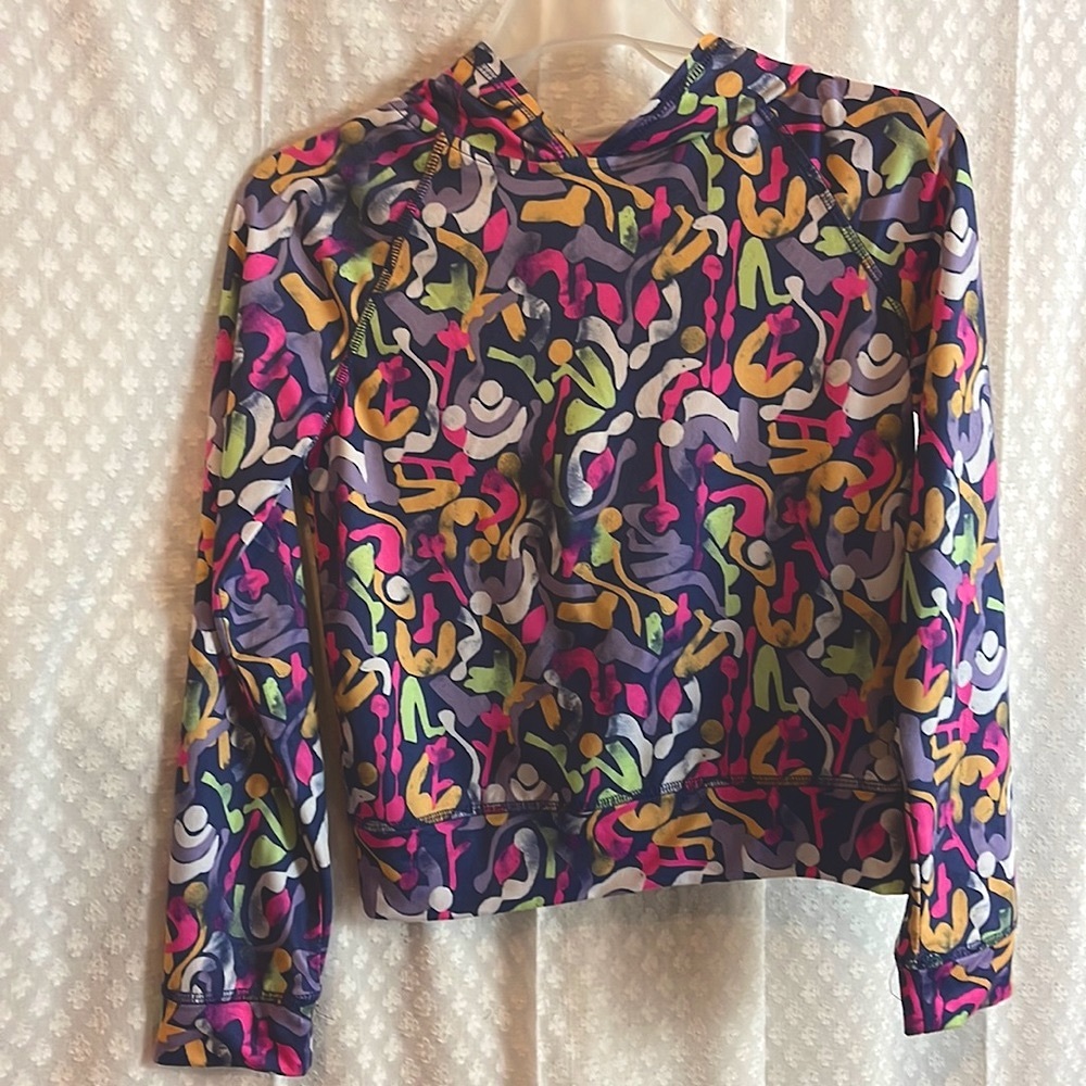 TEK GEAR microfiber long sleeve hooded shirt - multicolored- girls size M (8)